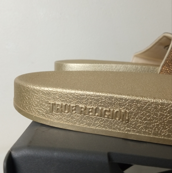 True Religion Gold And Black Blinging Jasmin Slides US 9 - Picture 10 of 16